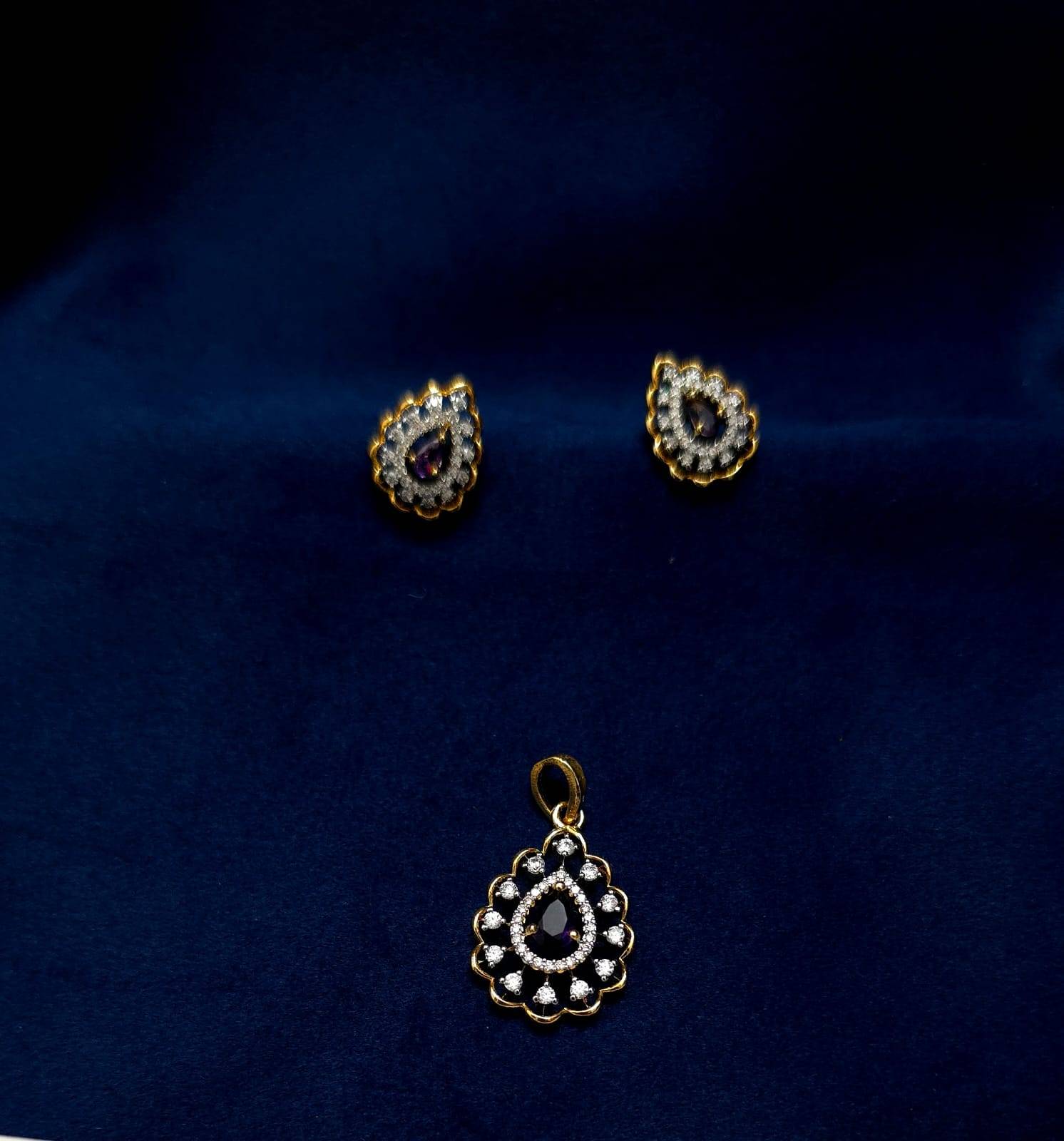 Diamond Lookalike Pendant Set- Medium-Design 1